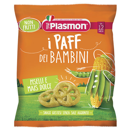PLASMON DRY SNACK PAFF PISELLI-MAIS 15 G - Farmacianumberone.it