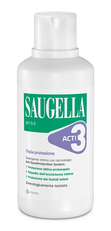 SAUGELLA ACTI3 TRIPLA PROTEZIONE DETERGENTE INTIMO 500 ML - Farmacianumberone.it