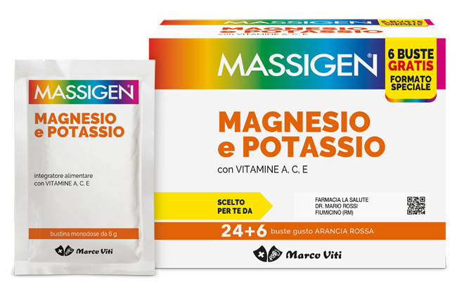 MASSIGEN MAGNESIO POTASSIO 24 BUSTINE + 6 BUSTINE - Farmacianumberone.it