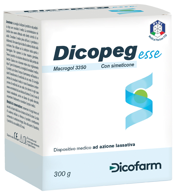 POLIMERO INERTE IDROSOLUBILE MACROGOL 3350 DICOPEG ESSE CON SIMETICONE PER TRATTAMENTO STIPSI POLVERE 300 G - Farmacianumberone.it