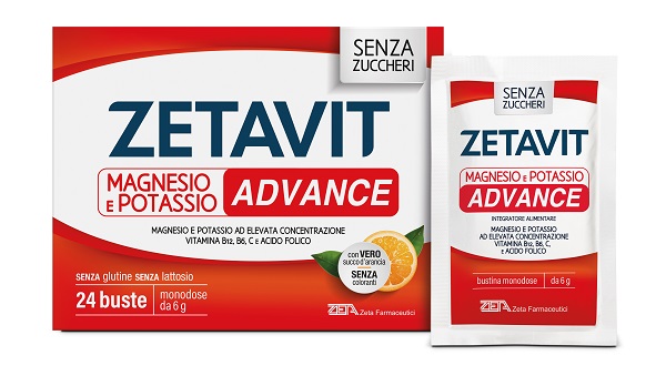 ZETAVIT MAGNESIO POTASSIO ADVANCE BUSTINE 24 BUSTE MONODOSE DA 6 G SENZA ZUCCHERI CON EDULCORANTI SENZA GLUTINE SENZA LATTOSIO - Farmacianumberone.it