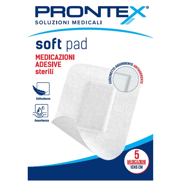 MEDICAZIONE ADESIVA STERILE PRONTEX SOFT PAD 10X6 CM 5 PEZZI - Farmacianumberone.it