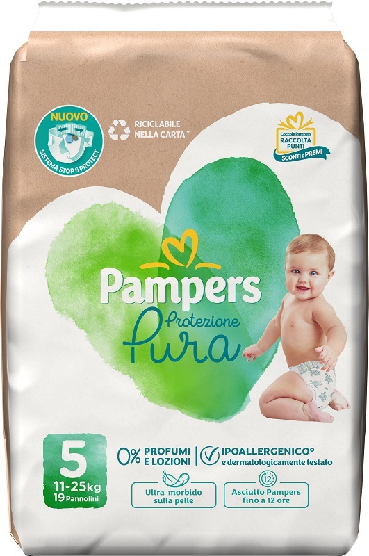 PAMPERS PROTEZIONE PURA JUNIOR PANNOLINI 19 PEZZI - Farmacianumberone.it