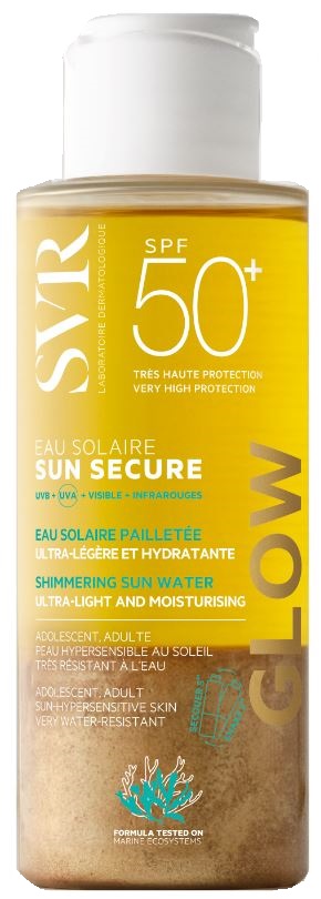 SUN SECURE EAU SOLAIRE GLOW SPF50+ ACQUA SOLARE BRILLANTINI ULTRA LEGGERA E IDRATANTE 100 ML - Farmacianumberone.it