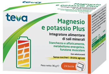 MAGNESIO POTASSIO PLUS TEVA 24 BUSTINE SENZA ZUCCHERI AROMA AGRUMI - Farmacianumberone.it