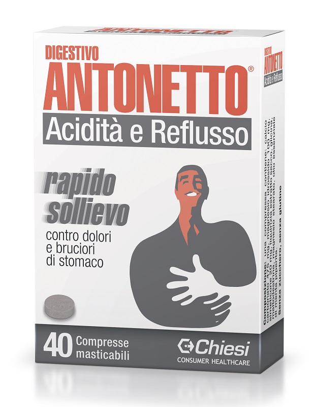 DIGESTIVO ANTONETTO ACIDITA' E REFLUSSO 40 COMPRESSE MASTICABILI - Farmacianumberone.it