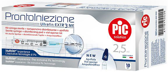 SIRINGA PIC SOLUTION PRONTO INIEZIONE 2,5 ML AGO GAUGE 23 1 1/4 10 PEZZI - Farmacianumberone.it