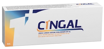 SIRINGA PRERIEMPITA INTRA ARTICOLARE CINGAL 4 ML 22MG/ML ACIDO RETICOLATO CON 4,5 MG/ML TRIAMCINOLONE ESACETONIDE - Farmacianumberone.it