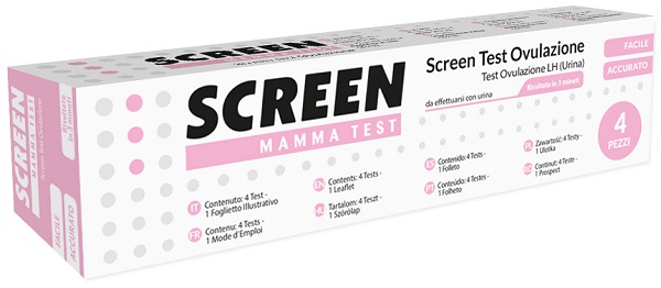 TEST RAPIDO CHE RILEVA TRAMITE URINA L'ORMONE LH INDIVIDUANDO IL PERIODO DI OVULAZIONE 4 PEZZI SCREEN MAMMA TEST OVULAZIONE - Farmacianumberone.it