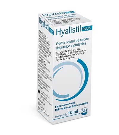 GOCCE OCULARI HYALISTIL PLUS ACIDO IALURONICO 0,4% ACQUA DISTILLATA DI GINKGO BILOBA + MIRTILLO NERO + FINOCCHIO + CENTELLA ASIATICA 10 ML - Farmacianumberone.it