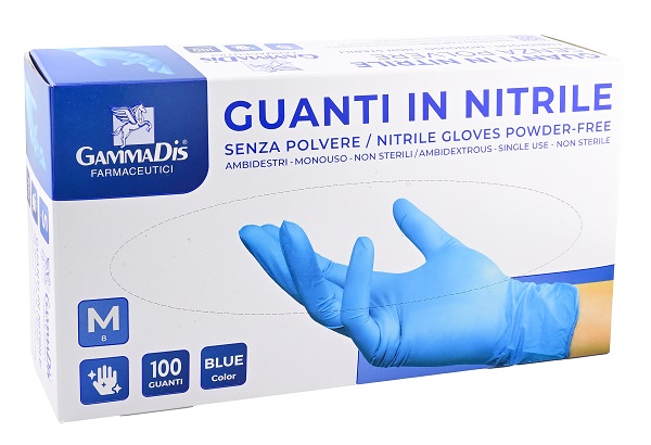 GUANTI NITRILE SENZA POLVERE MEDIUM 100 PEZZI GAMMADIS - Farmacianumberone.it