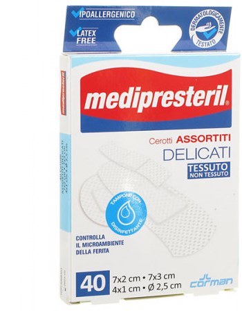 MEDIPRESTERIL CEROTTI DELICATI ASSORTITI 4 FORMATI 40 PEZZI - Farmacianumberone.it