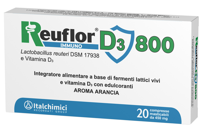 REUFLOR D3 800 20 COMPRESSE MASTICABILI AROMA ARANCIA - Farmacianumberone.it
