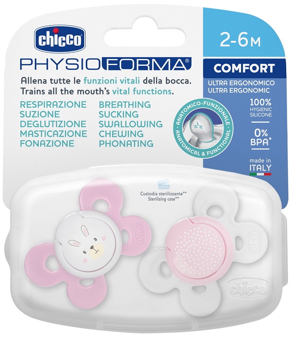 CHICCO SUCCHIETTO COMFORT GIRL SILICONE 0-6 MESI 2 PEZZI - Farmacianumberone.it