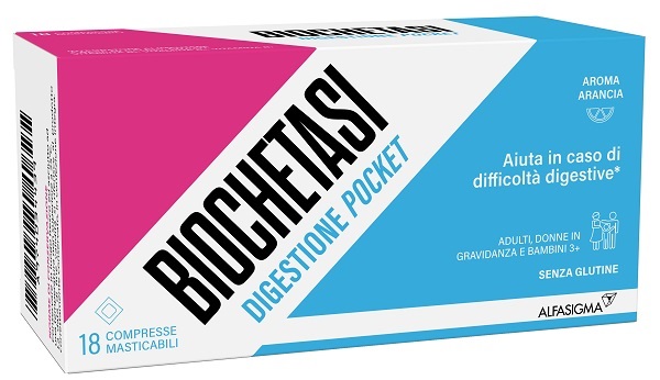 BIOCHETASI DIGESTIONE POCKET 18 COMPRESSE MASTICABILI - Farmacianumberone.it
