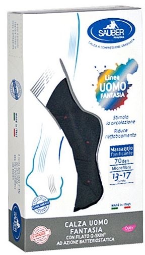 SAUBER CALZA UOMO FANTASIA Q-SKIN 70 DEN BLU POIS ROSSI TAGLIA G - Farmacianumberone.it