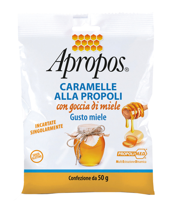 APROPOS CARAMELLE ALLA PROPOLI CON GOCCIA DI MIELE GUSTO MIELE 50 G - Farmacianumberone.it