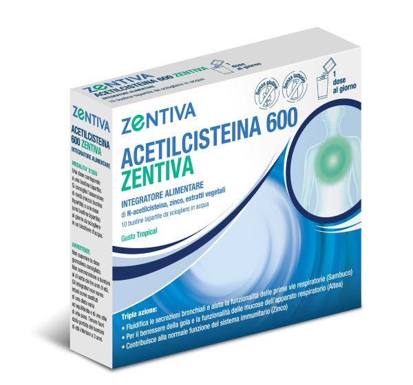 ACETILCISTEINA 600 ZENTIVA 10 BUSTINE BIPARTITE GUSTO TROPICAL - Farmacianumberone.it