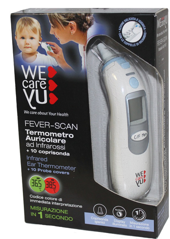 TERMOMETRO AURICOLARE WECAREYU FEVER-SCAN AD INFRAROSSI CON 10 COPRISONDA - Farmacianumberone.it