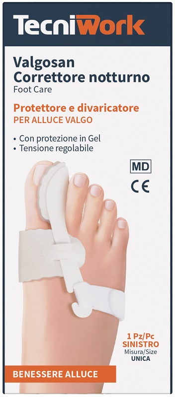CORRETTORE NOTTURNO PER ALLUCE VALGO SINISTRO MISURA UNICA VALGOSAN 1 PEZZO - Farmacianumberone.it