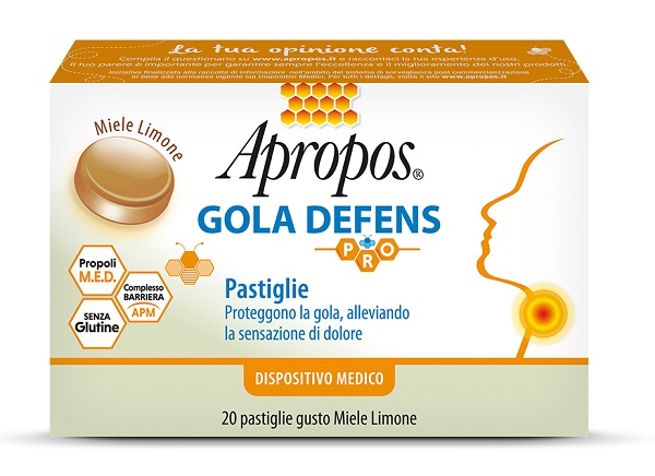 APROPOS GOLA DEFENS PRO 20 PASTIGLIE MIELE LIMONE - Farmacianumberone.it