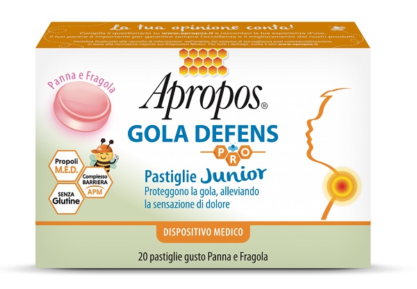 APROPOS GOLA DEFENS PRO 20 PASTIGLIE JUNIOR PANNA FRAGOLA - Farmacianumberone.it