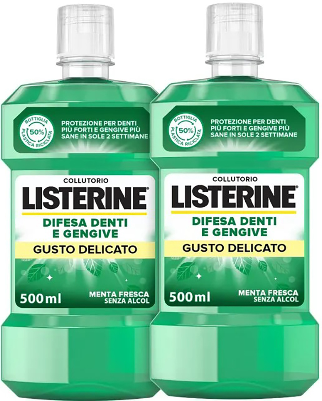 LISTERINE DENTI & GENGIVE GUSTO DELICATO 2 X 500 ML - Farmacianumberone.it