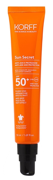 KORFF SUN SECRET FLUIDO VISO ANTIMACCHIE EFFETTO MATT SPF50+ 50 ML - Farmacianumberone.it