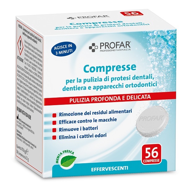 PROFAR COMPRESSE PULENTI PER DENTIERE E APPARECCHI 56 PEZZI - Farmacianumberone.it