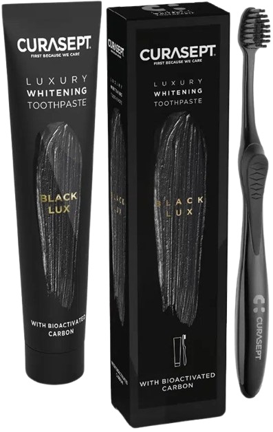 CURASEPT BLACK LUXURY WHITENING DENTIFRICIO 75 ML + SPAZZOLINO - Farmacianumberone.it