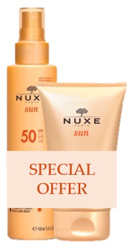 NUXE SUN DUO SPRAY SOLARE ALTA PROTEZIONE SPF50 + LATTE DOPOSOLE 150 ML + 100 ML - Farmacianumberone.it