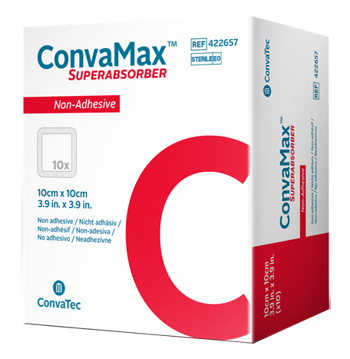 MEDICAZIONE AVANZATA CONVAMAX SUPERABSORBER NON-ADHESIVE 10 X 10 CM 10 PEZZI - Farmacianumberone.it