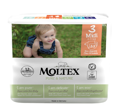 PANNOLINI MOLTEX PURE & NATURE MIDI 4-9 KG TAGLIA 3 33 PEZZI - Farmacianumberone.it