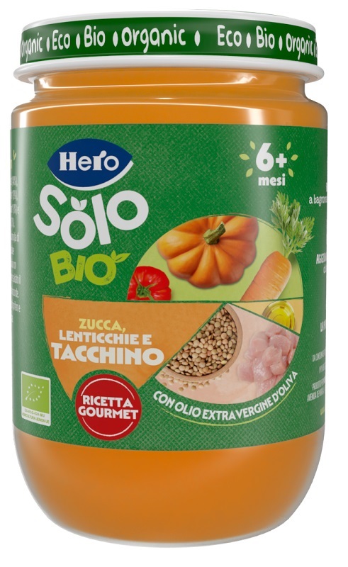 HERO SOLO OMOGENEIZZATO ZUCCHINE LENTICCHIE TACCHINO 100% BIO 190G - Farmacianumberone.it