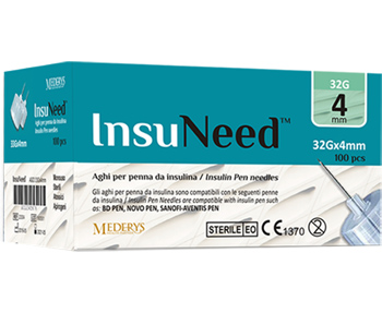 AGO PENNA SOMMINISTRAZIONE INSULINA INSUNEED GAUGE 32 4MM 100 PEZZI - Farmacianumberone.it