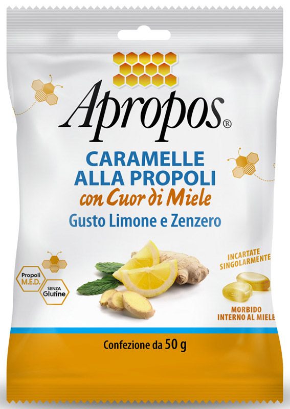 APROPOS CARAMELLE DURE LIMONE/ZENZERO CUOR DI MIELE 50 G - Farmacianumberone.it