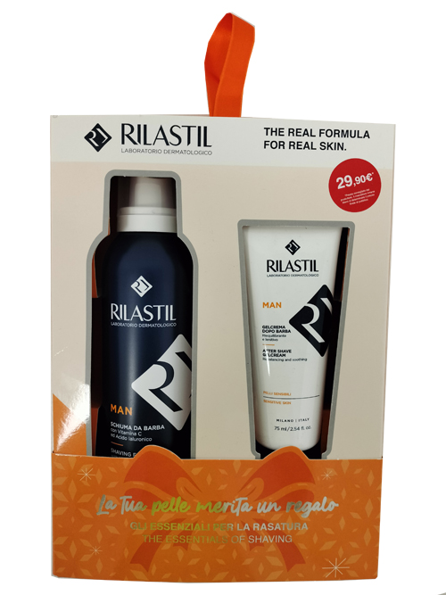 RILASTIL COFANETTO MAN 1 RILASTIL MAN GEL CREMA DOPOBARBA 75 ML + 1 RILASTIL MAN SCHIUMA DA BARBA 200 ML - Farmacianumberone.it