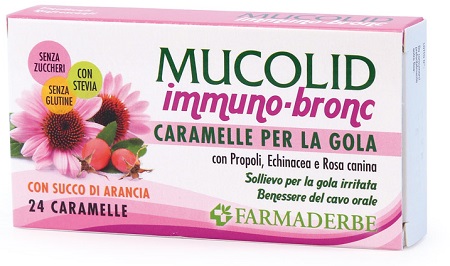 MUCOLID BRONC IMMUNO 24 CARAMELLE GUSTO ARANCIA - Farmacianumberone.it