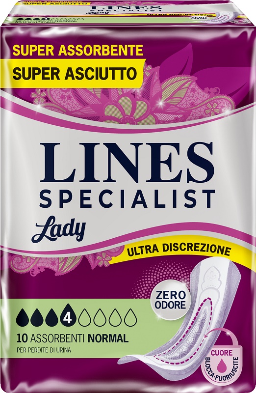 ASSORBENTI PER INCONTINENZA LINES SPECIALIST LADY NORMAL 10 PEZZI - Farmacianumberone.it