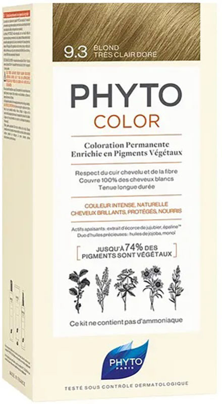 PHYTOCOLOR 9,3 BIONDO CHIARISSIMO DORATO LATTE 50 ML + CREMA 50 ML + MASCHERA 12 ML - Farmacianumberone.it