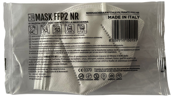 MASCHERINA +39MASK FFP2 BIANCO 15 PEZZI - Farmacianumberone.it