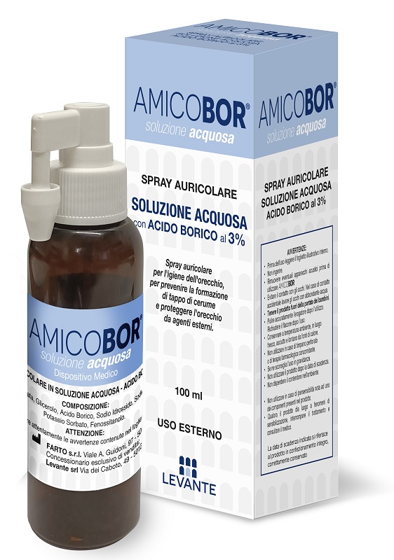SOLUZIONE ACQUOSA PER IRRIGAZIONE DELL'ORECCHIO AMICOBOR 100 ML - Farmacianumberone.it