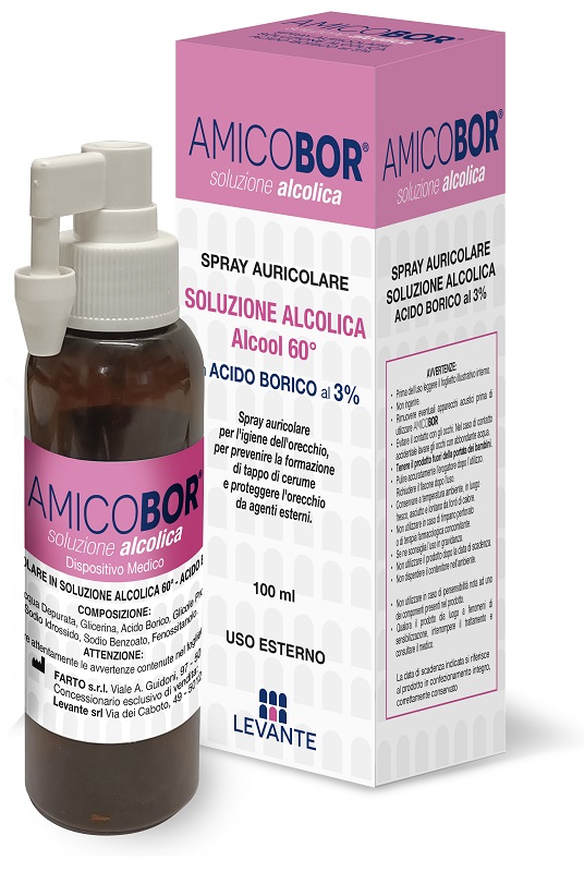 SOLUZIONE ALCOLICA PER IRRIGAZIONE DELL'ORECCHIO AMICOBOR 100 ML - Farmacianumberone.it