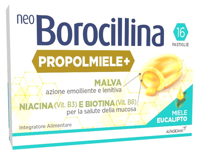NEOBOROCILLINA PROPOLMIELE+ MIELE/EUCALIPTO 16 PASTIGLIE - Farmacianumberone.it