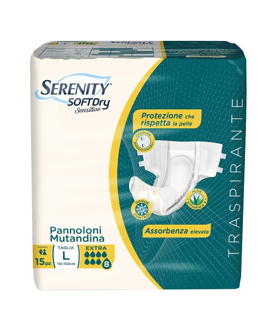 PANNOLONE MUTANDINA SERENITY SD SENSITIVE EXTRA L 15 PEZZI - Farmacianumberone.it