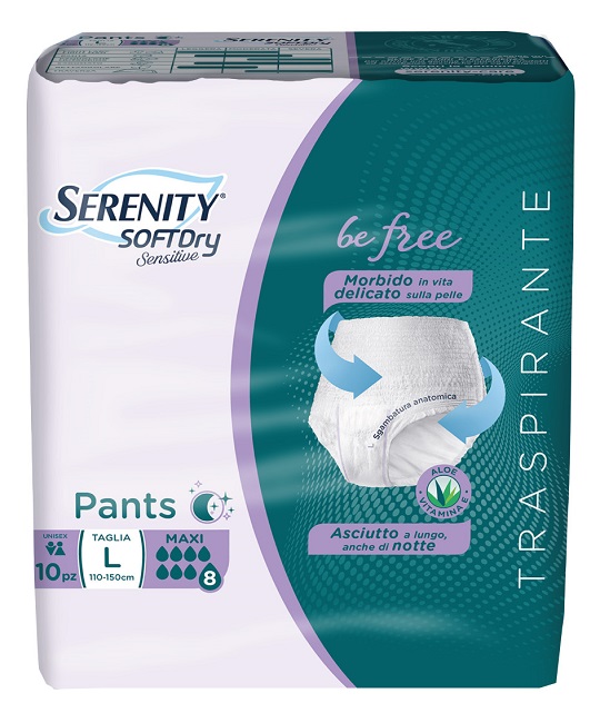 SERENITY PANTS SD SENSITIVE BE FREE MAXI L 10 PEZZI - Farmacianumberone.it