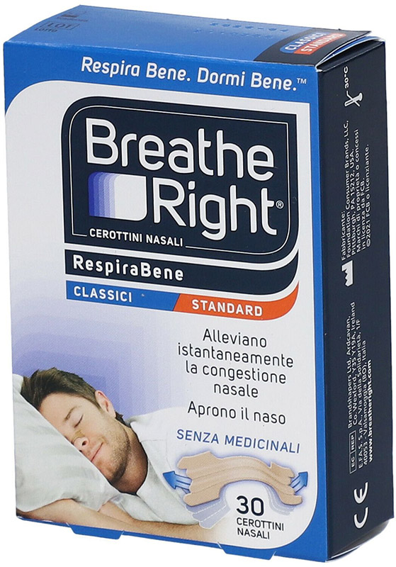 CEROTTI NASALI BREATHE RIGHT CLASSICI 30 PEZZI - Farmacianumberone.it