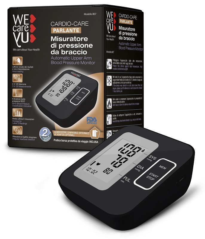 MISURATORE DI PRESSIONE DA BRACCIO PARLANTE WECAREYU CARDIO CARE - Farmacianumberone.it