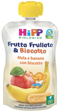 HIPP BIO FRUTTA FRULLATA&BISCOTTO MELA BANANA BISCOTTO 90 G - Farmacianumberone.it