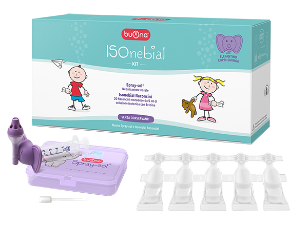 ISONEBIAL KIT PULIZIA CAVITA' NASALI 20 FLACONCINI MONODOSE 5 ML + SIRINGA LUER LOCK SOFT-JECK + AGO CANNULA + NEBULIZZATORE SPRAYSOL - Farmacianumberone.it